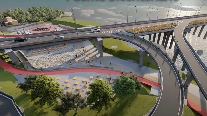 Imagen IA del Puente Bicentenario en Chile