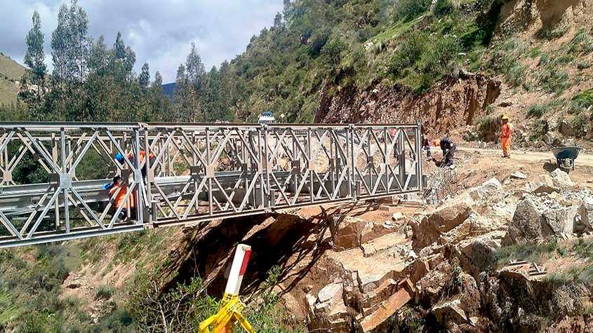 Apurímac: Avanzan instalación de puente modular en la quebrada Taclla