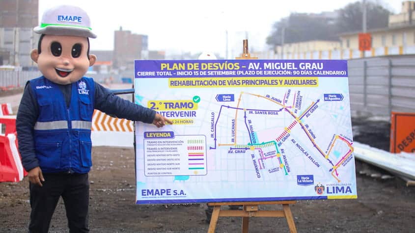 Plan de desvíos por obras de la Vía Expresa Sur en Lima, presentado por Emape para orientar el tránsito durante la rehabilitación vial.