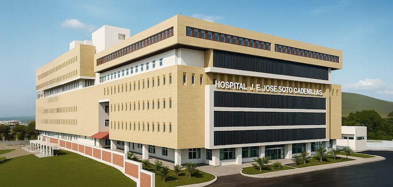 Render del moderno Hospital José Soto Cadenillas en Chota, infraestructura de alta complejidad que fortalecerá los servicios de salud.